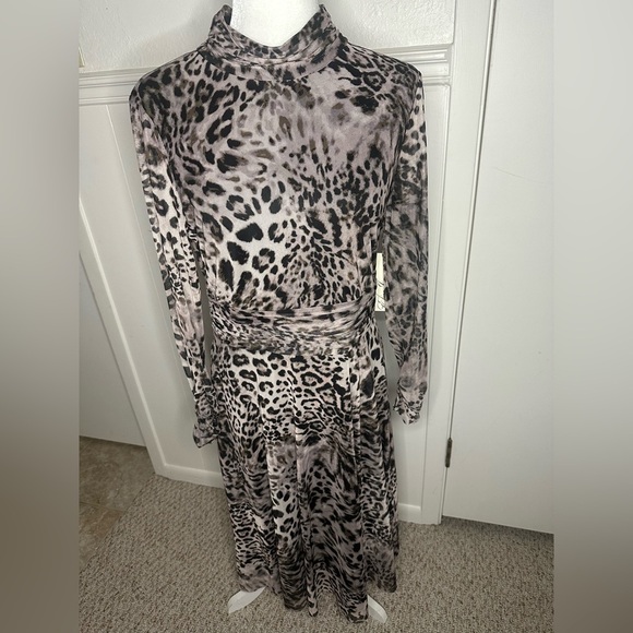 Eliza J Leopard Print Long Sleeve Dress size 14 new with tag - Picture 3 of 13